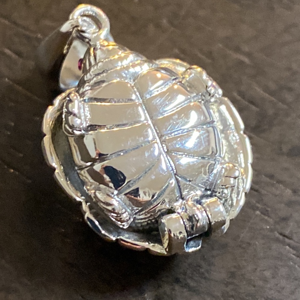 Steroids g silver Turtle pendant back opens - Picture 2 of 3